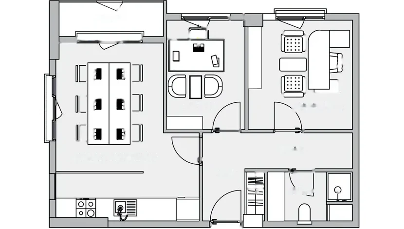 Ofis B Tipi ölçülü kat planı