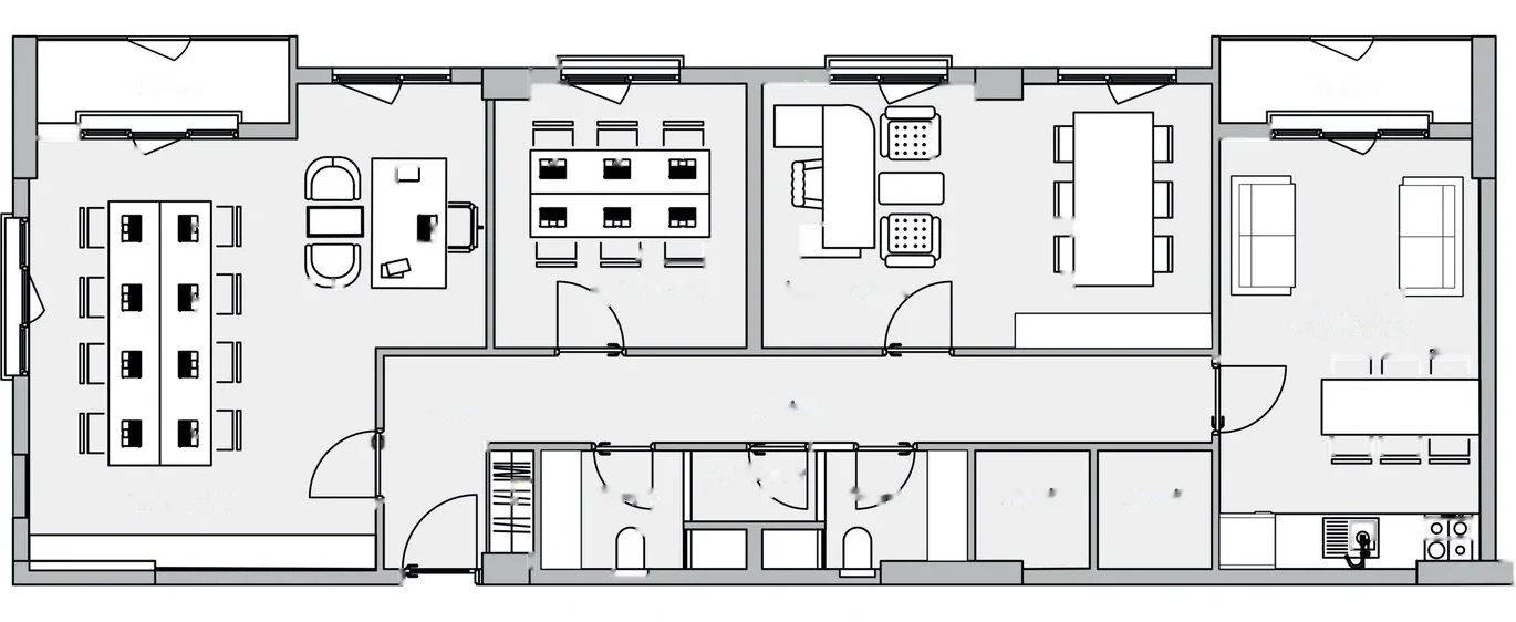 Ofis C Tipi ölçülü kat planı