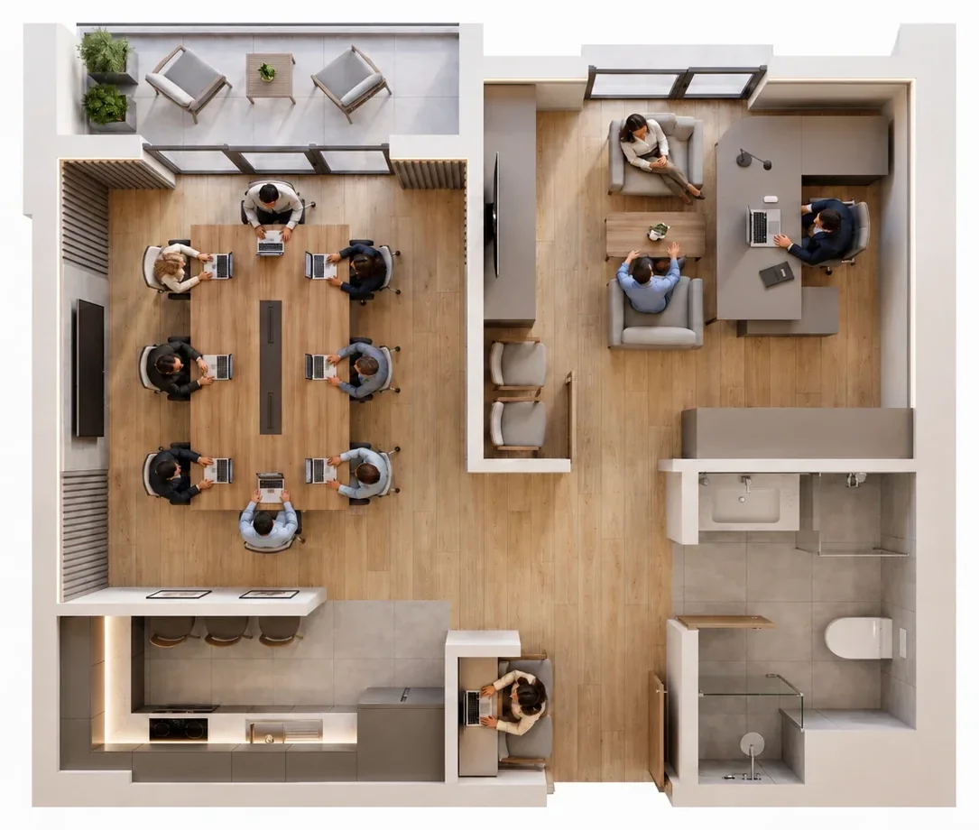 Ofis A Tipi izometrik plan