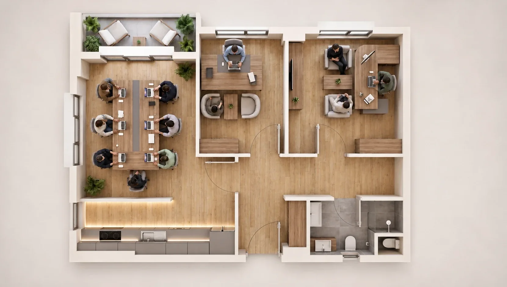 Ofis B Tipi izometrik plan